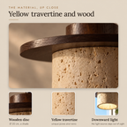 Travertine Pendant Light with Wooden Disc, Ø 20 cm – view 5 | BROKLEN