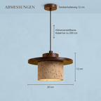 Travertine Pendant Light with Wooden Disc, Ø 20 cm – view 9 | BROKLEN