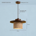 Travertine Pendant Light with Wooden Disc, Ø 20 cm – view 10 | BROKLEN
