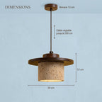 Travertine Pendant Light with Wooden Disc, Ø 20 cm – view 8 | BROKLEN