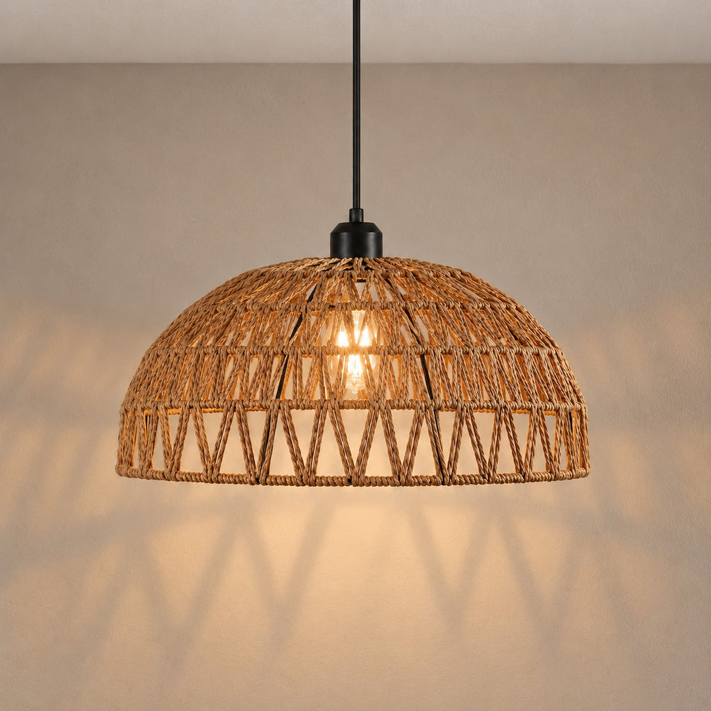 Japanese Woven Rattan Dome Pendant Light, Ø 30 cm – view 3 | BROKLEN