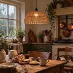 Japanese Woven Rattan Dome Pendant Light, Ø 30 cm – view 13 | BROKLEN