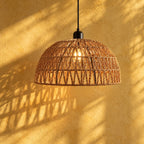 Japanese Woven Rattan Dome Pendant Light, Ø 30 cm