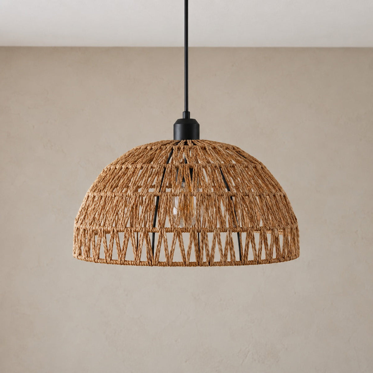 Japanese Woven Rattan Dome Pendant Light, Ø 30 cm – view 2 | BROKLEN
