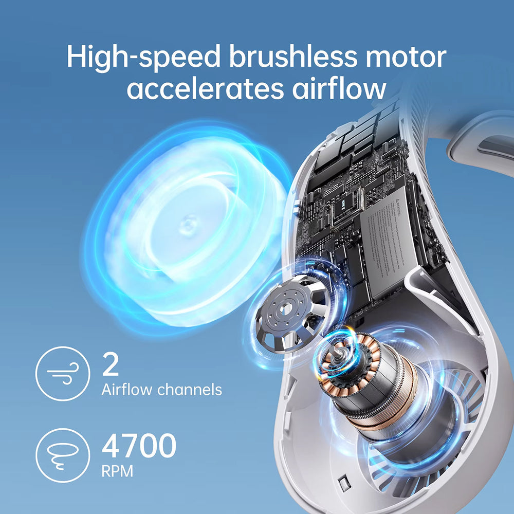 FaniWixe 5-Speed Bladeless Neck Fan – 5000mAh Battery, 360° Cooling & 16.5H Long Runtime