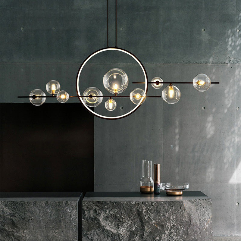 Clear Glass Kitchen Table Chandelier with Iron Frame – view 2 | BROKLEN