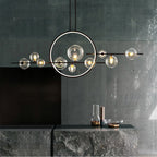 Clear Glass Kitchen Table Chandelier with Iron Frame – view 2 | BROKLEN
