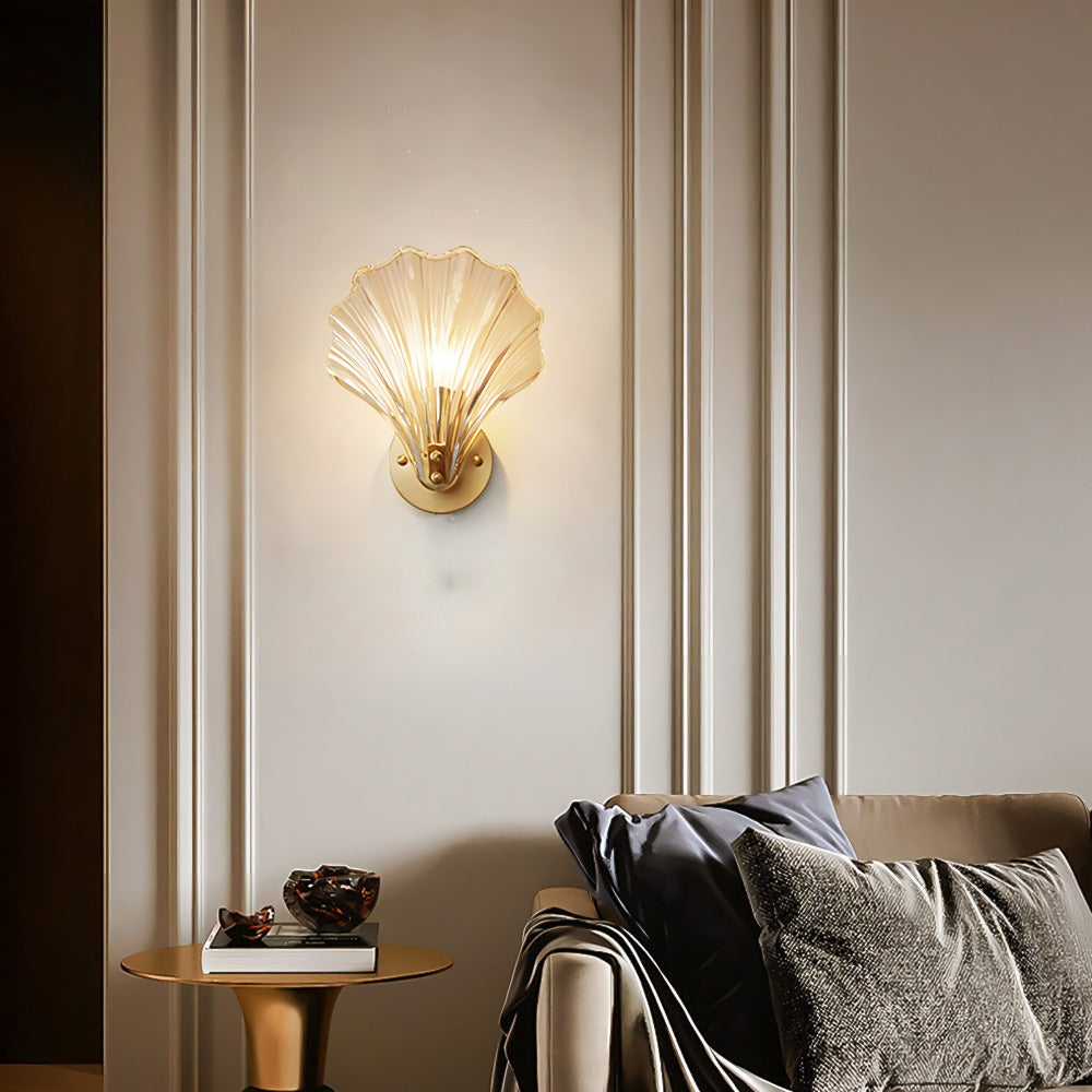 Brass & Glass Shell Wall Light – view 4 | BROKLEN