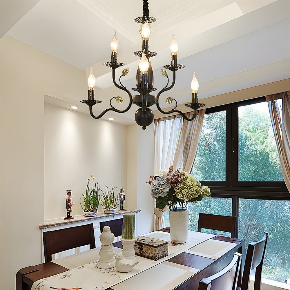 Flemish Style Multi Light Chandelier with Curved Arms