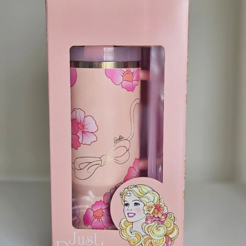 Floral Pattern Insulated Tumbler With Handle And Straw - AR UNIVERSALAR UNIVERSAL