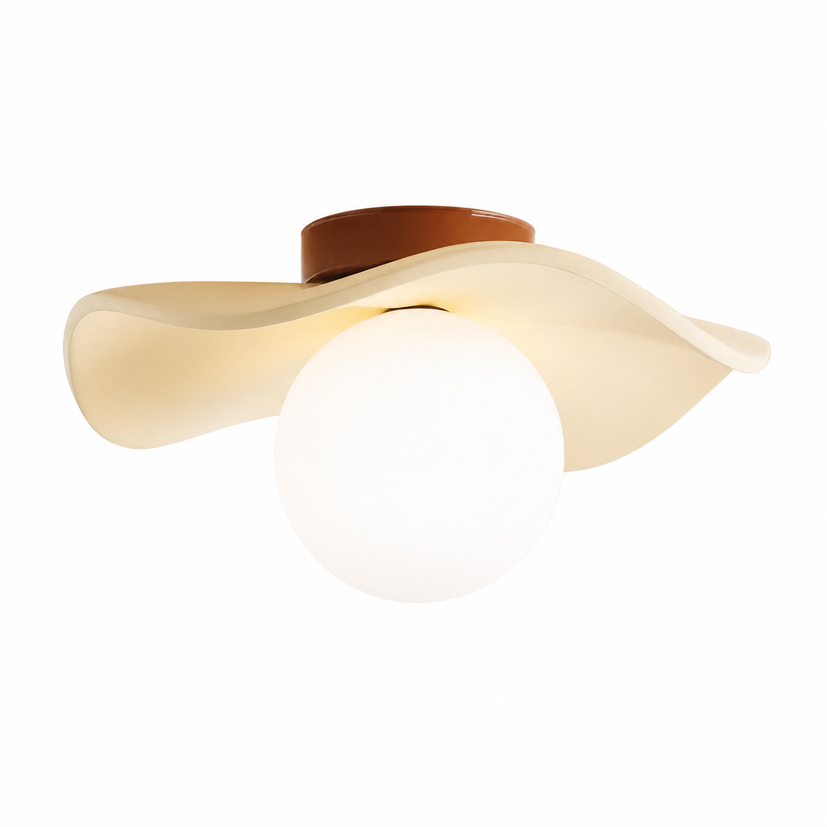 Japandi Flower Sculpture Ceiling Light with Frosted Globe
