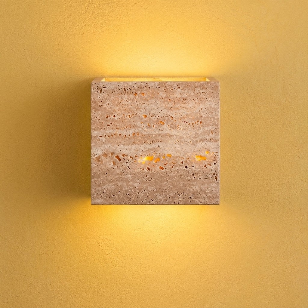 Travertine Headboard Wall Light, Warm Light