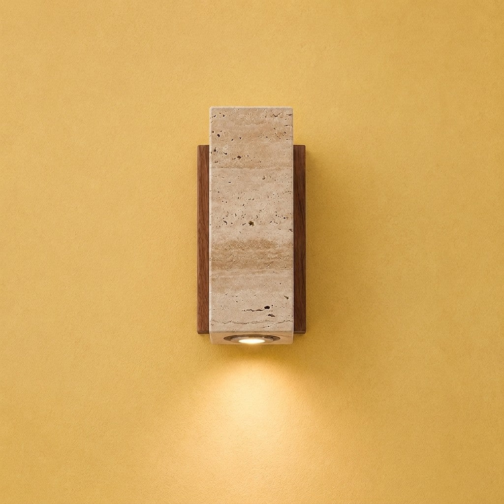 Japanese Yellow Travertine Wall Light, Downlight