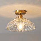 Vintage Clear Glass Ceiling Light with Brass Details – view 10 | BROKLEN