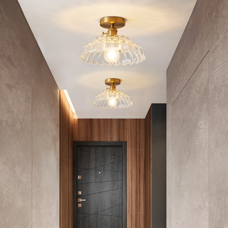 Vintage Clear Glass Ceiling Light with Brass Details – view 11 | BROKLEN