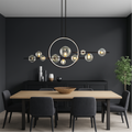 Glass Kitchen Table Chandelier with Iron Frame