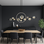 Glass Kitchen Table Chandelier with Iron Frame
