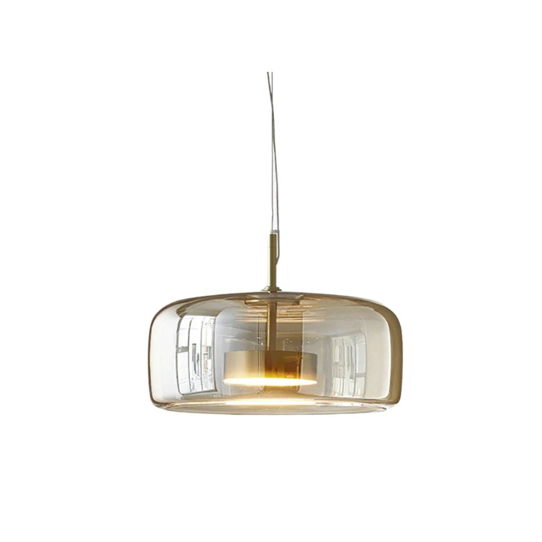 Modern Glass Pendant Light with Brass Details