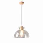 Glass Pendant Light with Wood Accent