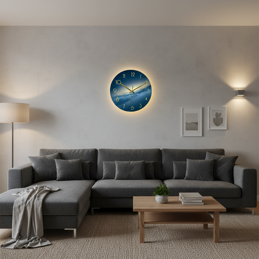 Glass Wall Clock with Golden Hands