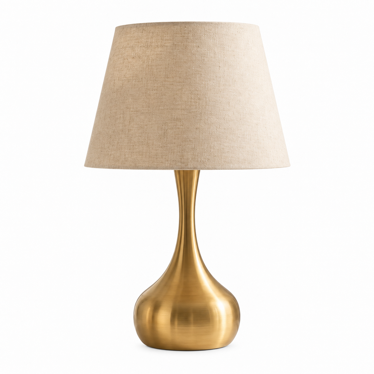 Gold Teardrop Table Lamp with Linen Shade
