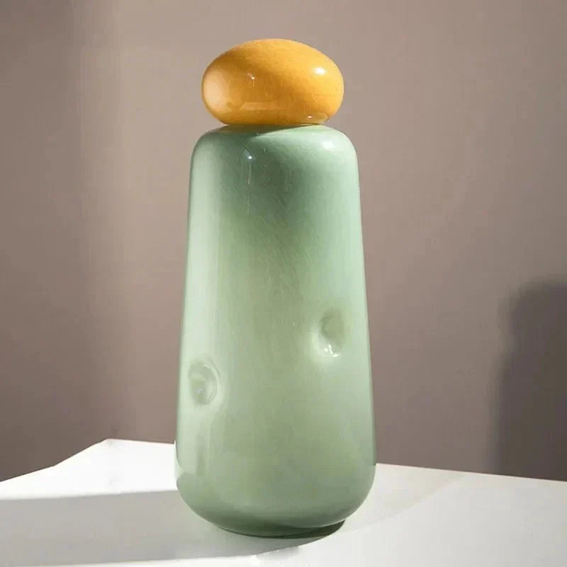 Pastel Pebble Glass Vase with Stacked-Stone Lid – view 11 | BROKLEN