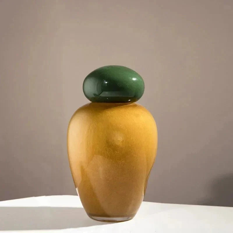 Pastel Pebble Glass Vase with Stacked-Stone Lid – view 10 | BROKLEN