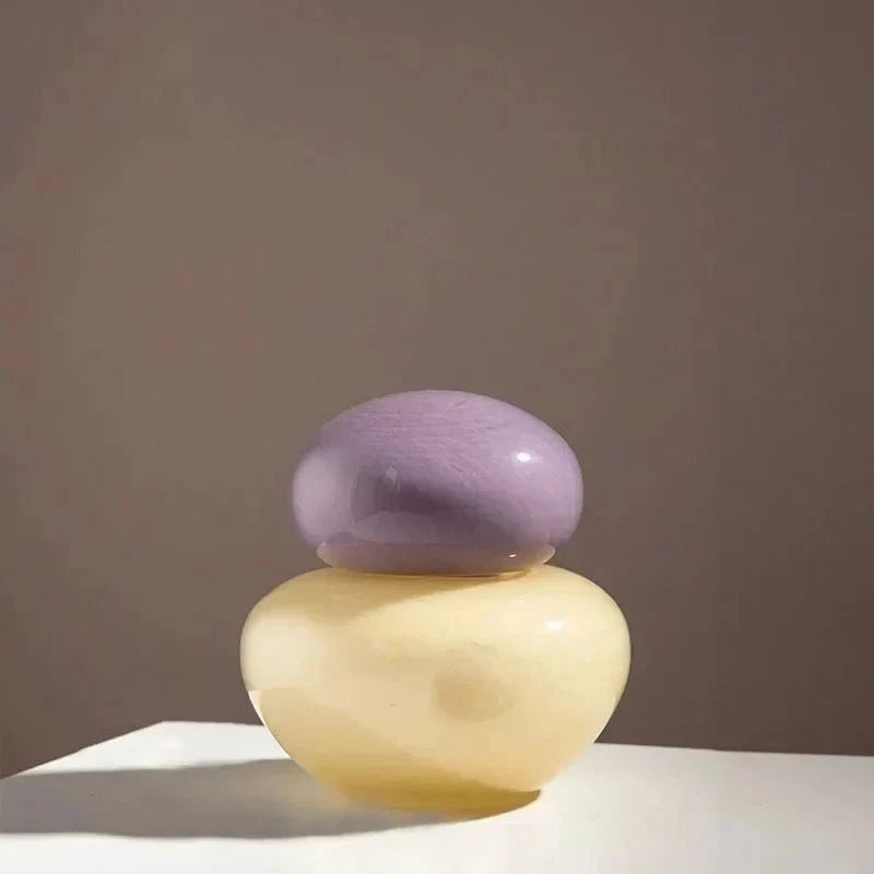 Pastel Pebble Glass Vase with Stacked-Stone Lid – view 12 | BROKLEN