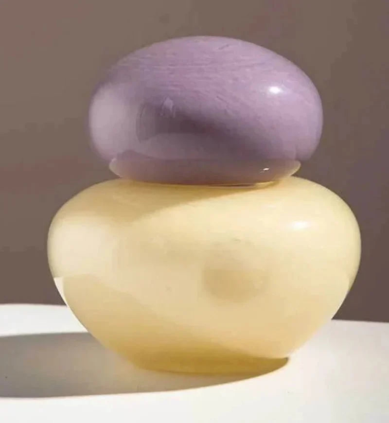 Pastel Pebble Glass Vase with Stacked-Stone Lid – view 4 | BROKLEN