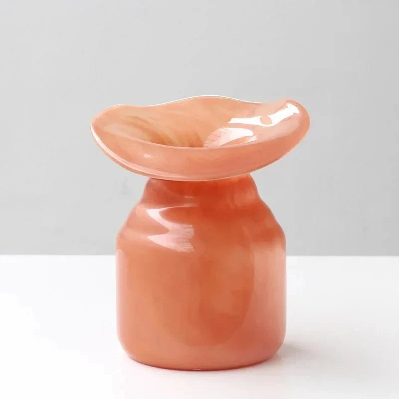 Hand-Formed Peach Glass Vase – view 9 | BROKLEN