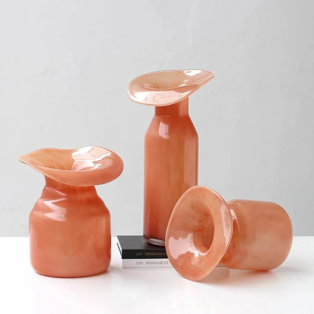 Hand-Formed Peach Glass Vase – view 8 | BROKLEN