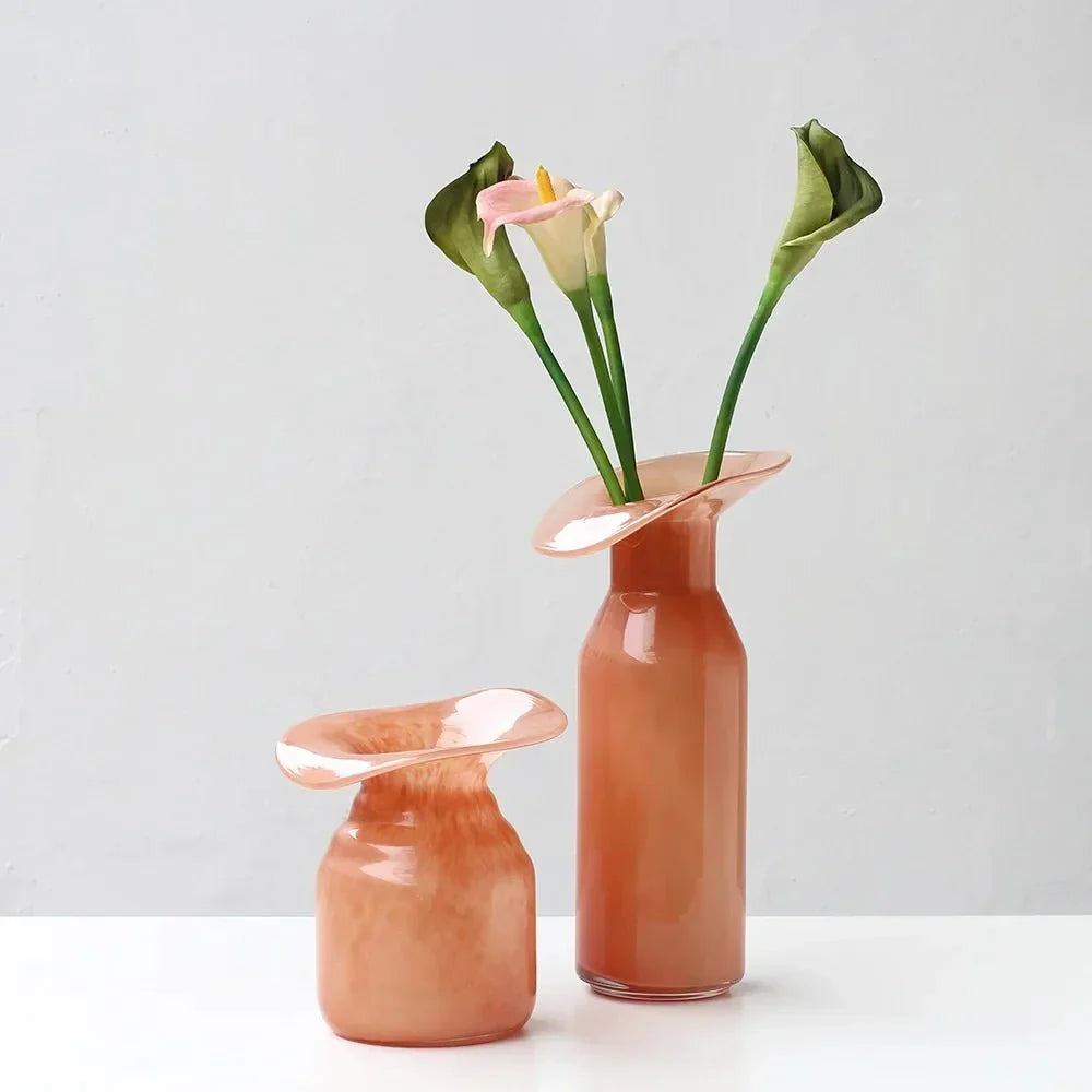 Hand-Formed Peach Glass Vase – view 2 | BROKLEN