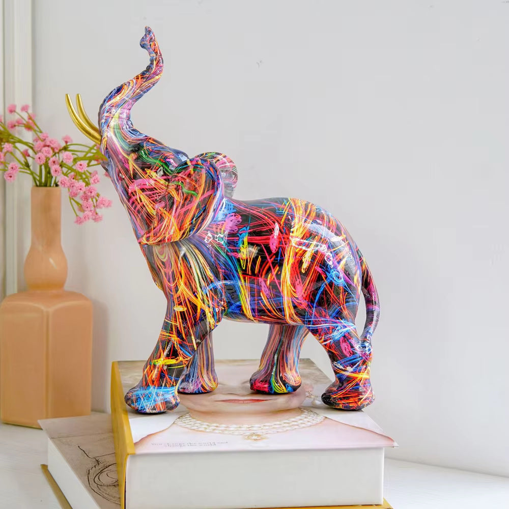Colorful Resin Elephant Figurine – view 5 | BROKLEN