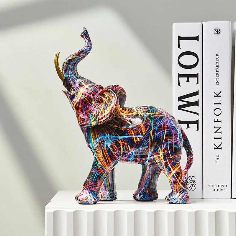 Colorful Resin Elephant Figurine – view 2 | BROKLEN