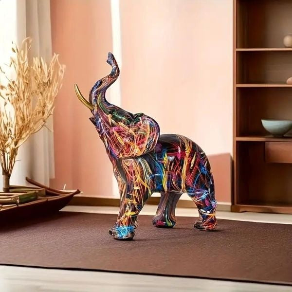 Colorful Resin Elephant Figurine – view 3 | BROKLEN