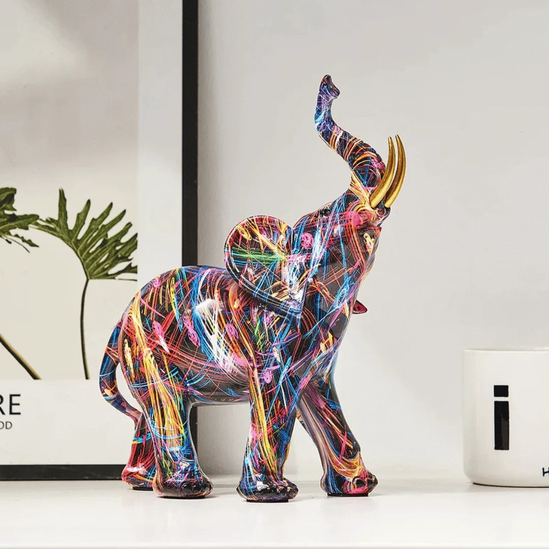 Colorful Resin Elephant Figurine – view 4 | BROKLEN