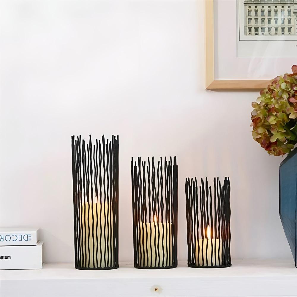 Iron Candle Holder with Sculptural Branch Design
