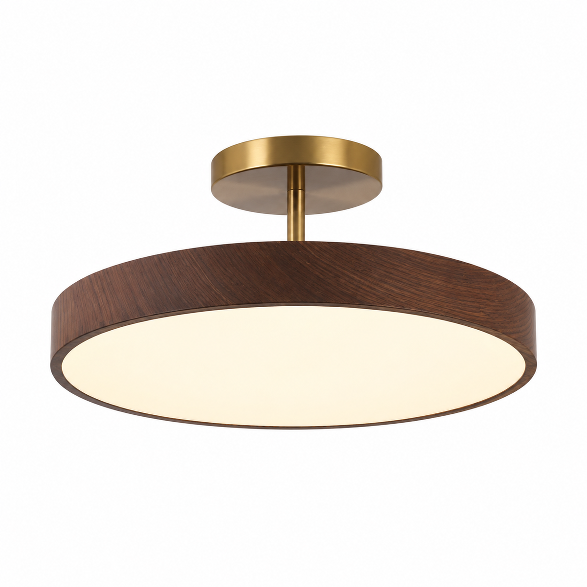 Japandi Wood-Effect LED Ceiling Light with Gold Mount