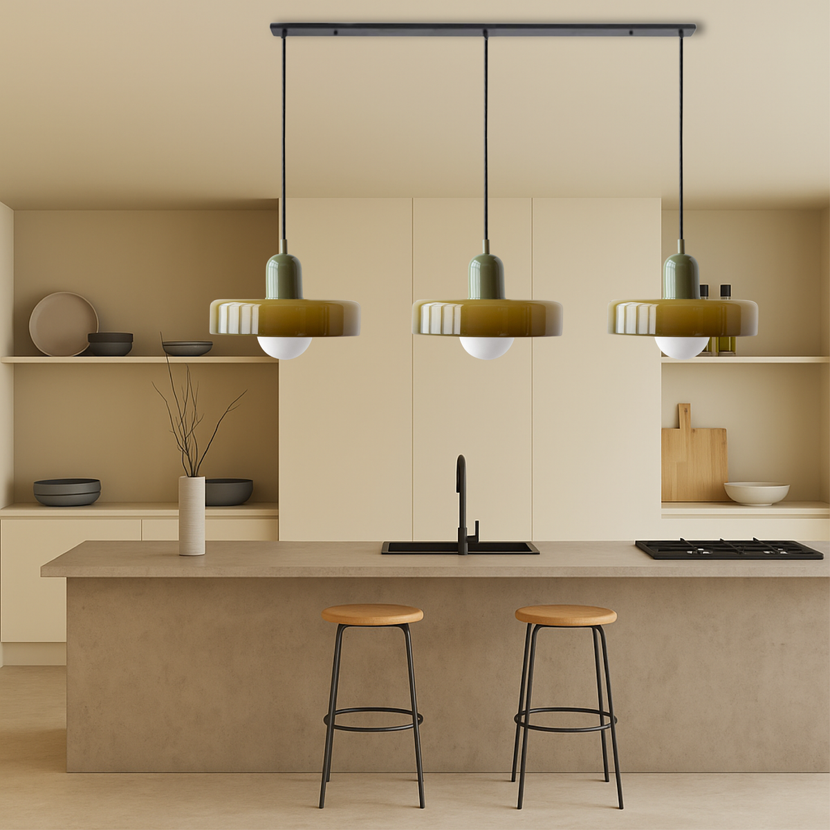 Bauhaus Triple Glass Pendant Light – view 6 | BROKLEN