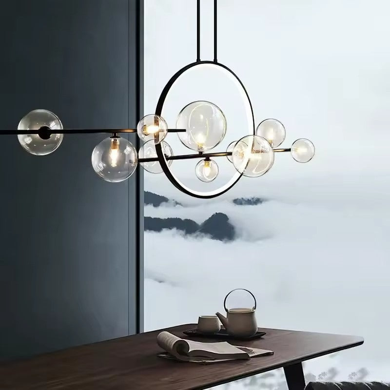 Clear Glass Kitchen Table Chandelier with Iron Frame – view 5 | BROKLEN