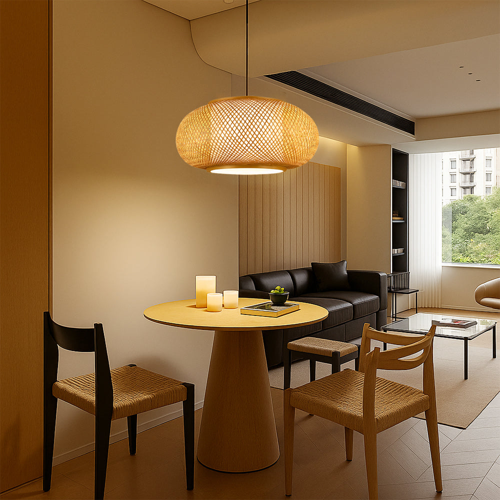 Japandi Woven Bamboo Pendant Light – view 6 | BROKLEN