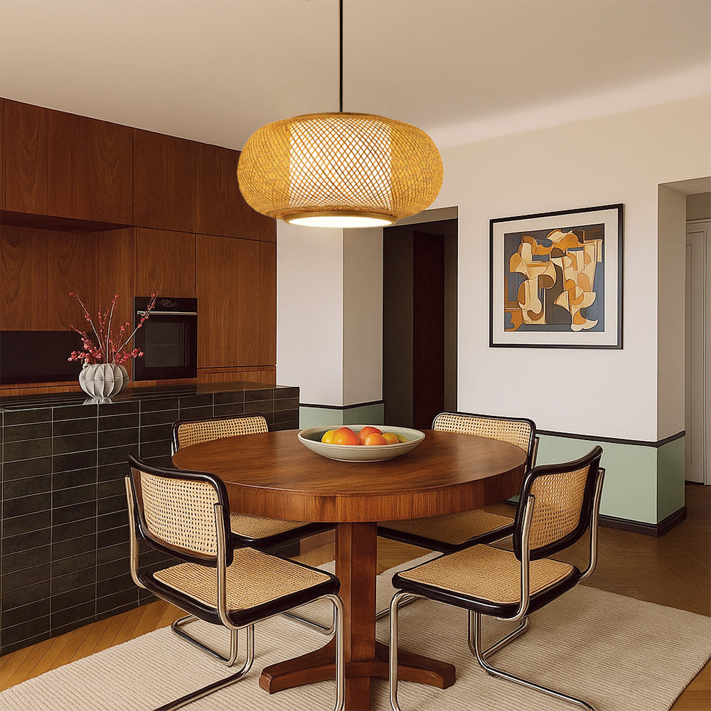 Japandi Woven Bamboo Pendant Light – view 2 | BROKLEN