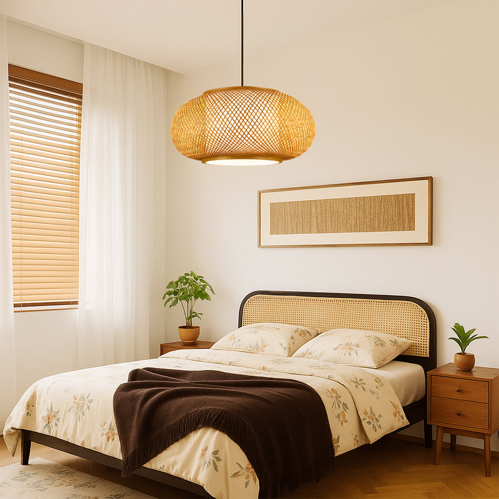 Japandi Woven Bamboo Pendant Light – view 4 | BROKLEN