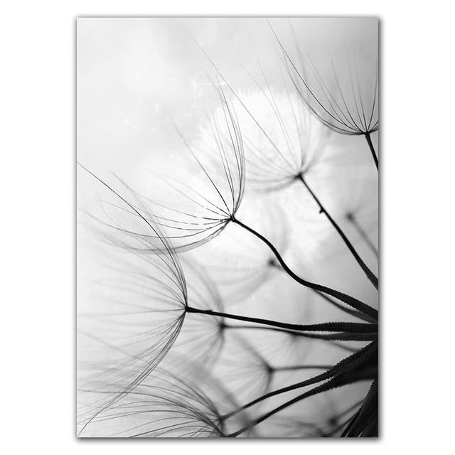 Black & White Dandelion Botanical Canvas Wall Art Print – view 6 | BROKLEN