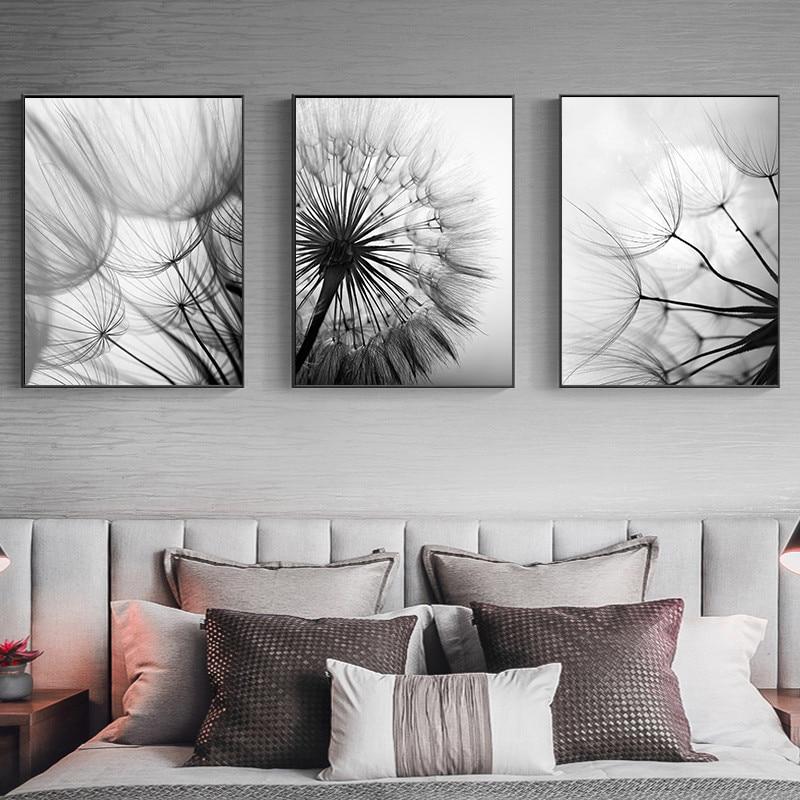 Black & White Dandelion Botanical Canvas Wall Art Print – view 4 | BROKLEN
