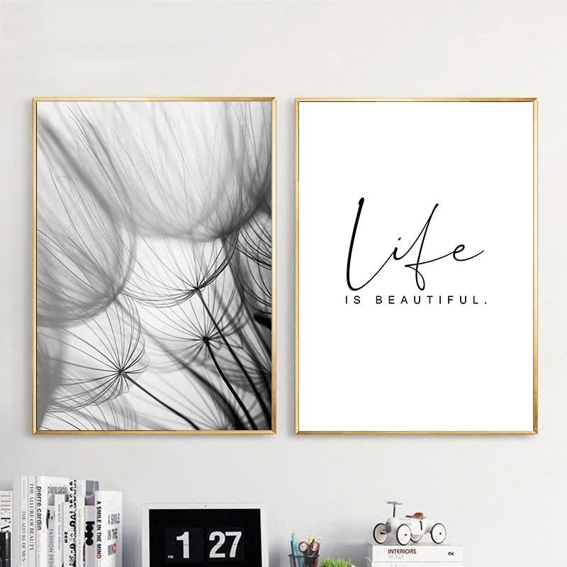 Black & White Dandelion Botanical Canvas Wall Art Print – view 3 | BROKLEN