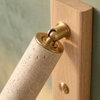 Travertine and Wood Reading Wall Light, Adjustable Spot – view 22 | BROKLEN