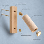 Travertine and Wood Reading Wall Light, Adjustable Spot – view 23 | BROKLEN