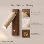Travertine and Wood Reading Wall Light, Adjustable Spot – view 4 | BROKLEN