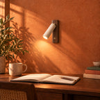 Travertine and Wood Reading Wall Light, Adjustable Spot – view 13 | BROKLEN